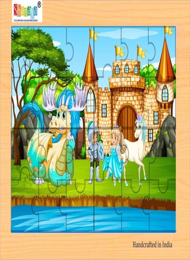 SHANAYA 36 Pieces Wooden Jigsaw Puzzle Kids Cartoon Animal Vehicle Puzzles Games Baby Early Learning Educational Toys for Children 2 Sided Puzzle - Princess & Unicorn - Image 2