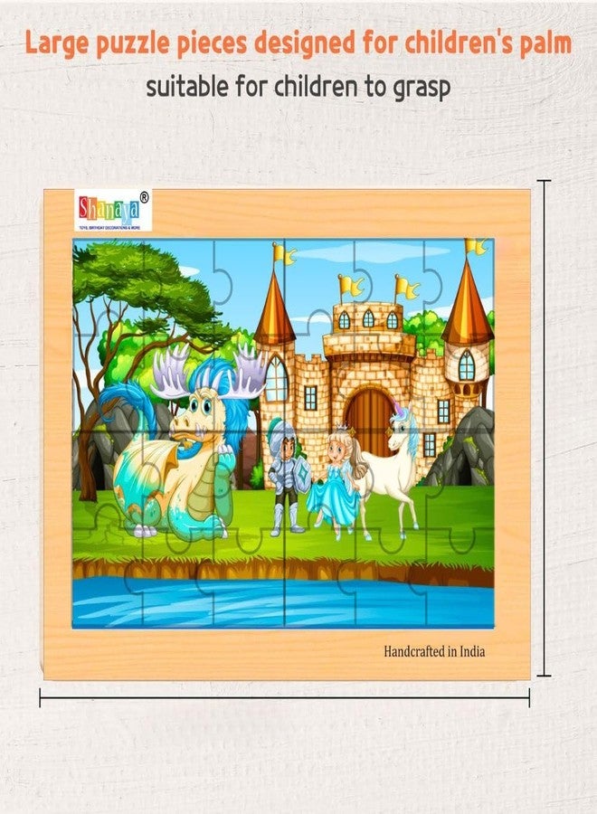 SHANAYA 36 Pieces Wooden Jigsaw Puzzle Kids Cartoon Animal Vehicle Puzzles Games Baby Early Learning Educational Toys for Children 2 Sided Puzzle - Princess & Unicorn - Image 4