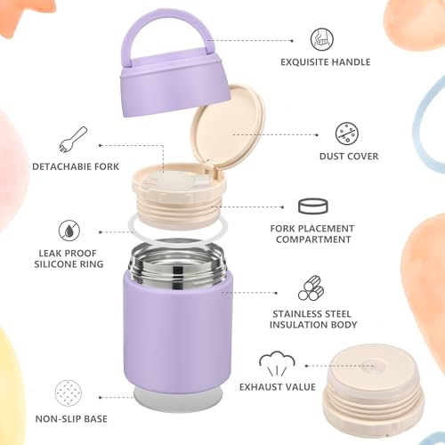 Zenvory 10oz Soup Thermo for Hot Food Kids Insulated Food Jar Container with Spoon Width Mouth Stainless Steel Leak Proof Thermo Lunch Box for School Travel - Image 2