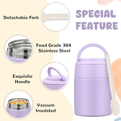 Zenvory 10oz Soup Thermo for Hot Food Kids Insulated Food Jar Container with Spoon Width Mouth Stainless Steel Leak Proof Thermo Lunch Box for School Travel - Image 4