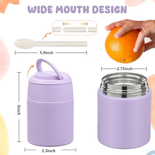 Zenvory 10oz Soup Thermo for Hot Food Kids Insulated Food Jar Container with Spoon Width Mouth Stainless Steel Leak Proof Thermo Lunch Box for School Travel - Image 3