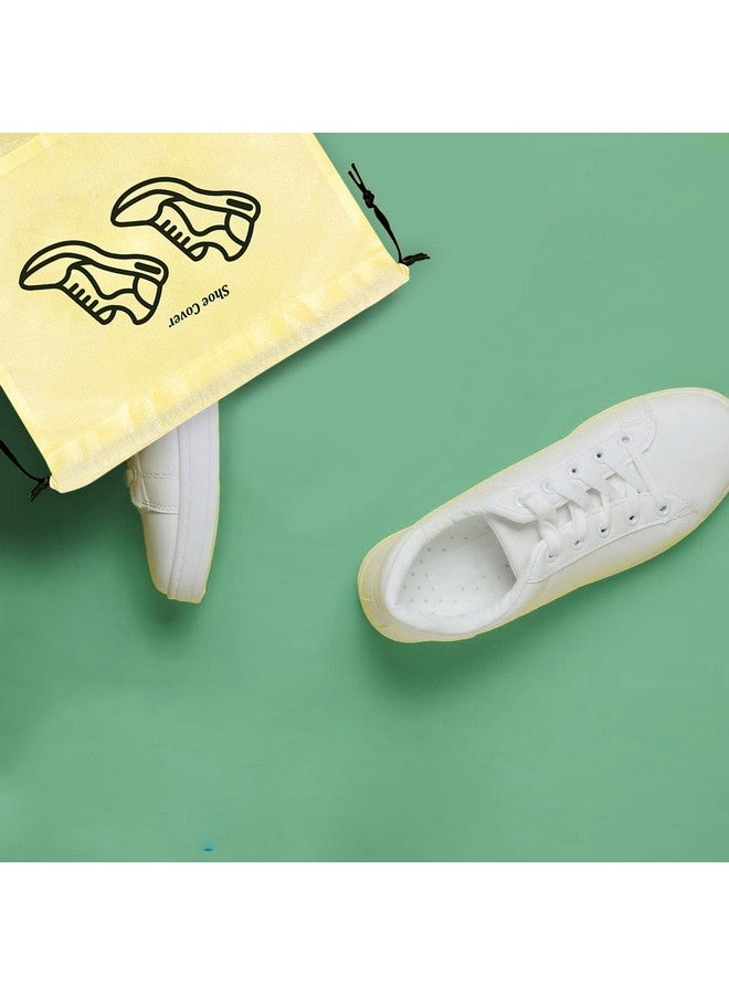 Xtore Portable Drawstring Shoe Cover with Transparent Window (Pack of 4, Cream) - Image 5