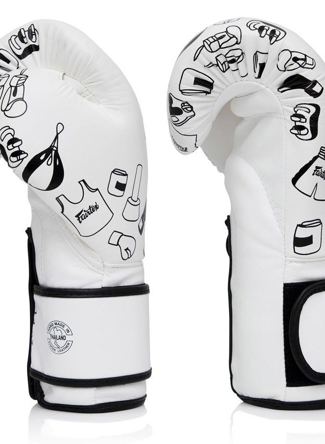 FAIRTEX BGV14 Muay Thai Boxing Microfibre Gloves for Men, Women, Kids | MMA Gloves, Kickboxing, Gym, Workout | Premium Quality, Light Weight & Shock Absorbent Boxing Gloves- (White Graffiti/14oz) - Image 5