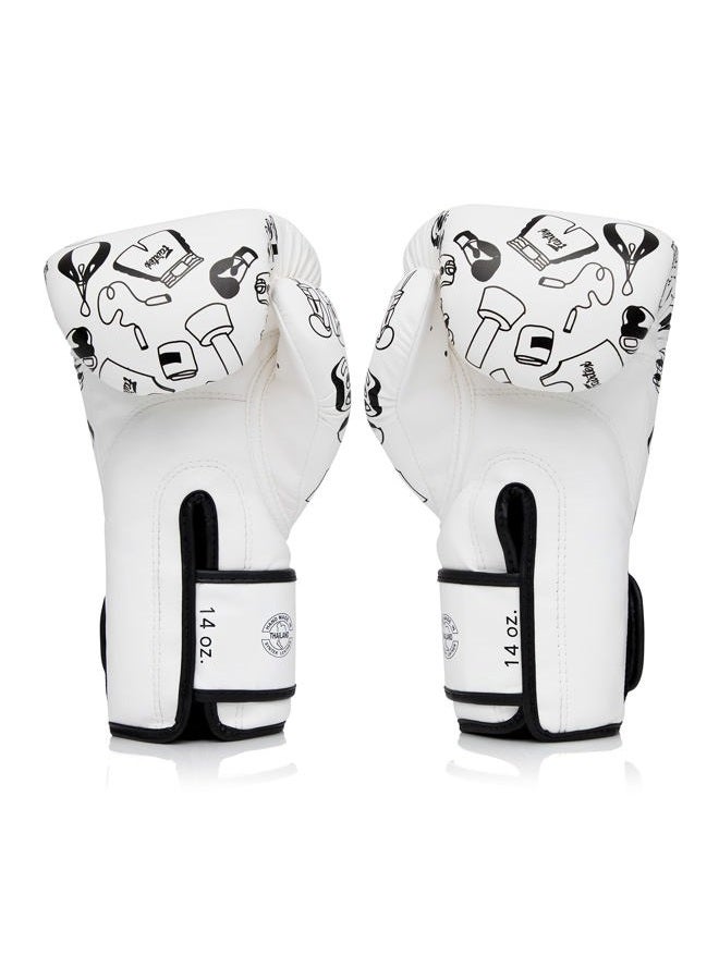 FAIRTEX BGV14 Muay Thai Boxing Microfibre Gloves for Men, Women, Kids | MMA Gloves, Kickboxing, Gym, Workout | Premium Quality, Light Weight & Shock Absorbent Boxing Gloves- (White Graffiti/14oz) - Image 2