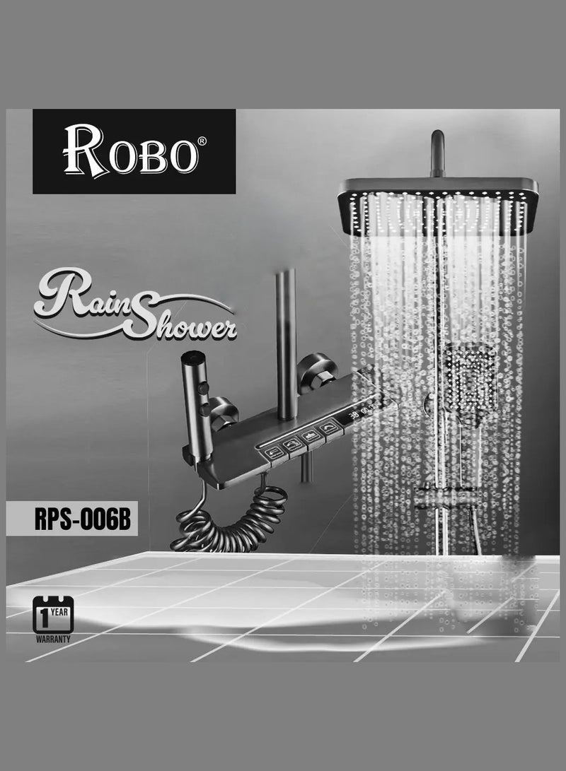 ROBO Elite Matte Black Shower System | Rectangular Rain Shower, Hand Spray, Faucet & Mixer | Premium Bathroom Suite  - Image 2