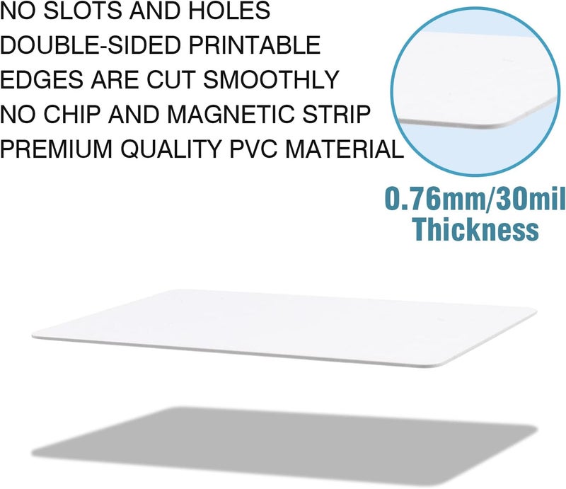 CAETOUNG 50 Pack Premium Blank PVC Cards, CR80 30 Mil Graphic Quality White Plastic Cards for Photo ID Badge Printers - Image 2