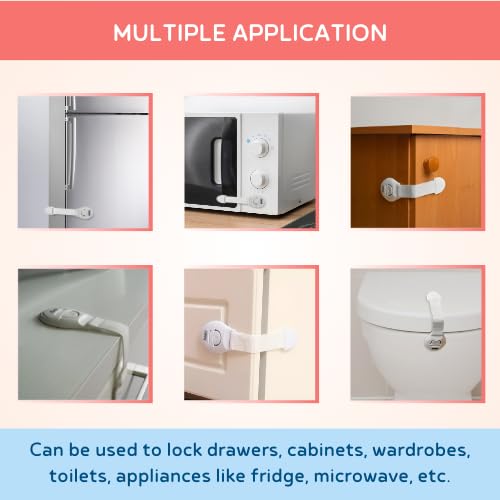 BabySafeHouse Safety Lock for Cabinet, Drawer, Fridge, Cupboard for Child & Infant Safety, Furniture Latch with 3M Adhesive (Pack of 6) (White) - Image 3