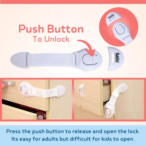 BabySafeHouse Safety Lock for Cabinet, Drawer, Fridge, Cupboard for Child & Infant Safety, Furniture Latch with 3M Adhesive (Pack of 6) (White) - Image 4