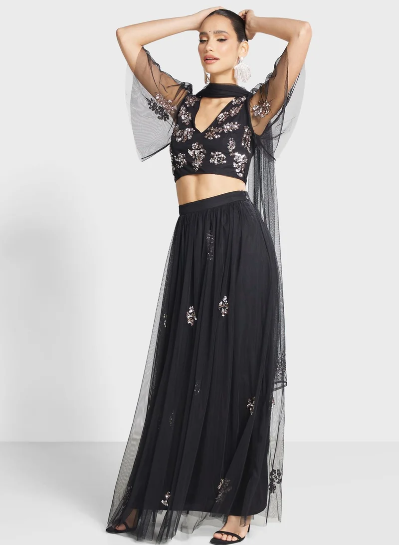 Maya High Waist Embellished Skirt