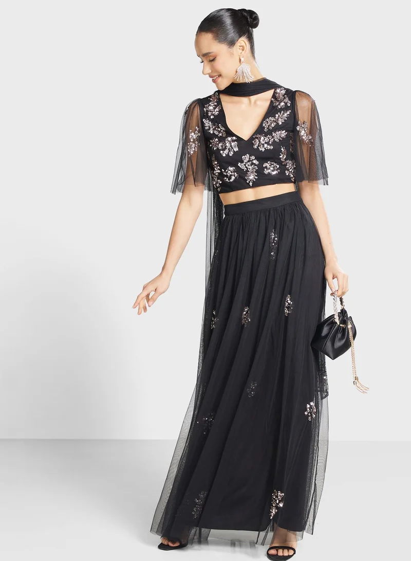Maya High Waist Embellished Skirt
