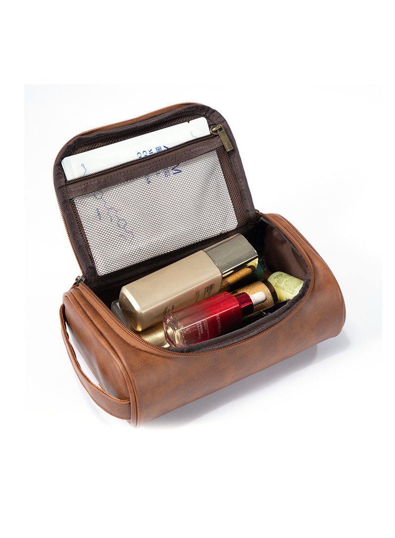 SYOSI Travel Toiletry Bag, PU Leather Toiletry Bag for Women and Men, Large Water-resistant Toiletries Bathroom Shaving Bags,  Portable Makeup Organizer Bag, Travel Essentials & Organizers - Image 1