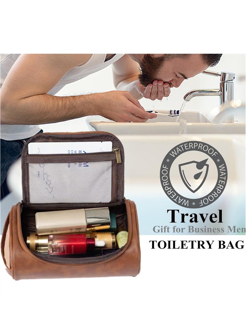 SYOSI Travel Toiletry Bag, PU Leather Toiletry Bag for Women and Men, Large Water-resistant Toiletries Bathroom Shaving Bags,  Portable Makeup Organizer Bag, Travel Essentials & Organizers - Image 5