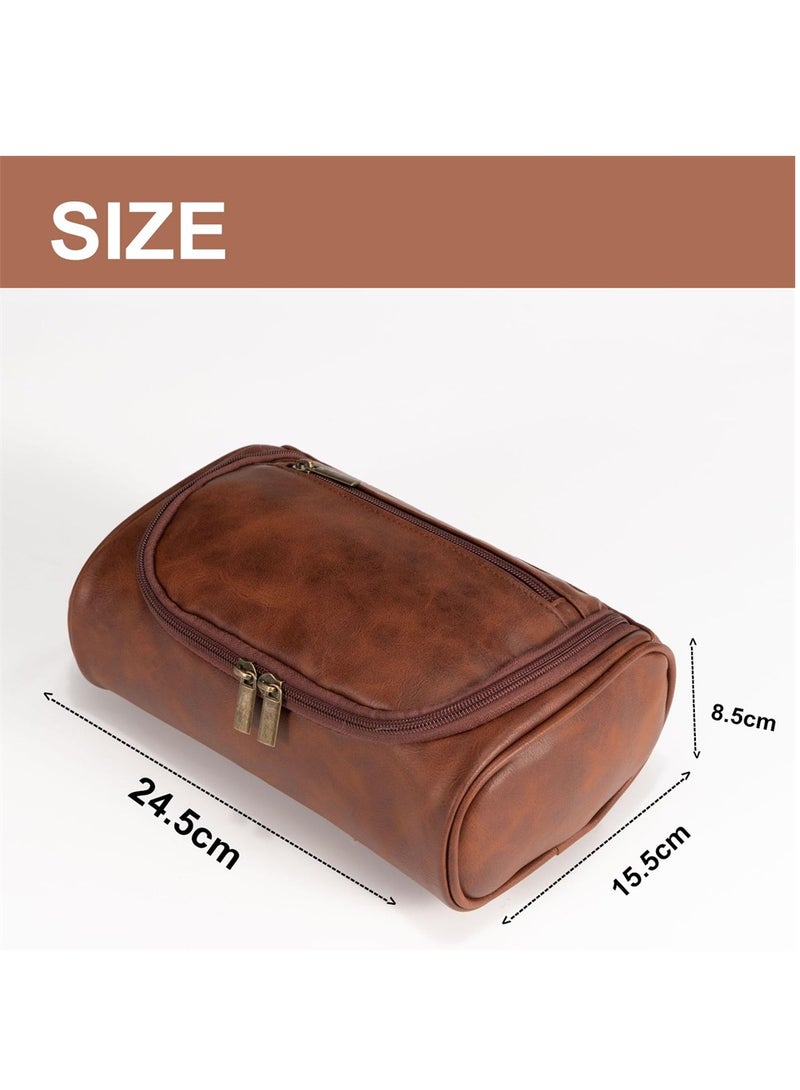 SYOSI Travel Toiletry Bag, PU Leather Toiletry Bag for Women and Men, Large Water-resistant Toiletries Bathroom Shaving Bags,  Portable Makeup Organizer Bag, Travel Essentials & Organizers - Image 2