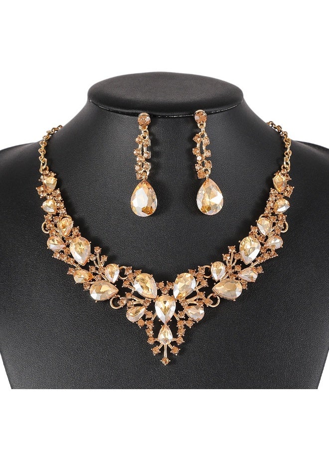 NIBEMINENT Vintage Luxury Crystal Necklace Set
