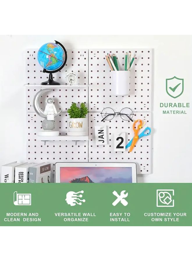 4 Pack Black Pegboard 25x25cm Perforated Board with 20 Hooks 1 Inch Hole Spacing Wall Mountable Nailable Versatile Organizer For Garage Storage Rack Organizer For Tools Parts Keys Crafts Hanging Shelf - Image 2