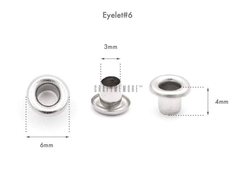 CRAFTMEMORE 1/8 Inch ID Grommets Eyelets 3MM Hole Self Backing Eyelet for Bead Cores, Clothes, Leather, Canvas 200pcs (Gunmetal) - Image 2