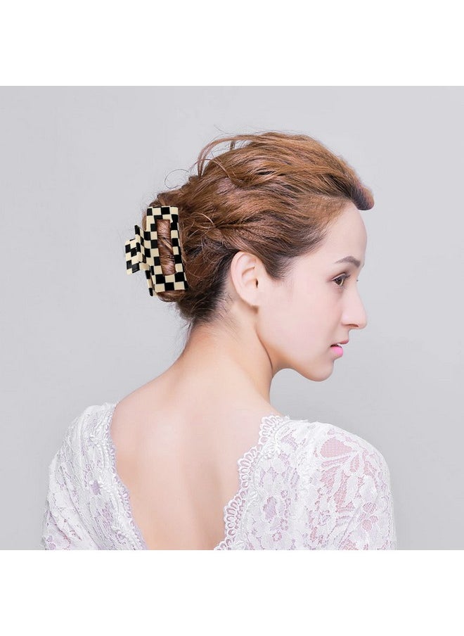 AEGYPIUS - Checker Claws Tortoise Barrettes Claw Clips For Women Checkered Hair Clip Hair Claw Clips Square Hair Clips Noslip Grip Lattice Claw Clip Clamp Large Hair Accessories For Girls (Square) - Image 1