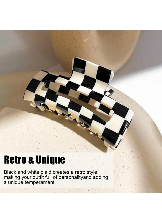 AEGYPIUS - Checker Claws Tortoise Barrettes Claw Clips For Women Checkered Hair Clip Hair Claw Clips Square Hair Clips Noslip Grip Lattice Claw Clip Clamp Large Hair Accessories For Girls (Square) - Image 1