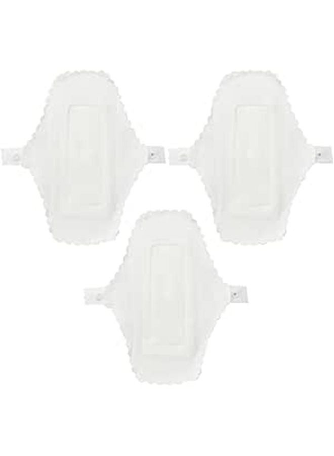Washable Reusable Panty Liners 3 Pack Cotton Cloth Pads White - Image 1
