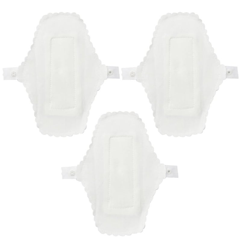 Washable Reusable Panty Liners 3 Pack Cotton Cloth Pads White - Image 2
