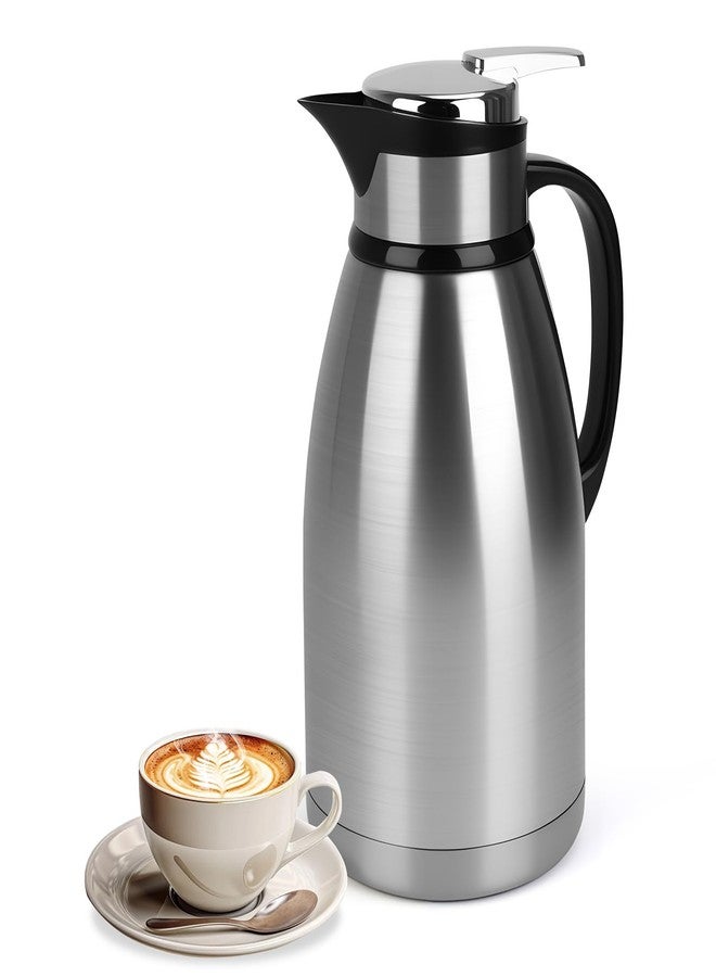 ShineMe Coffee Carafe Insulated 68oz(2L), Stainless Steel Coffee Pot for Keeping Hot, Double Walled Vacuum Hot Water & Coffee Dispenser with Airtight Lid, 12H Heat/24H Cold Retention - Image 1