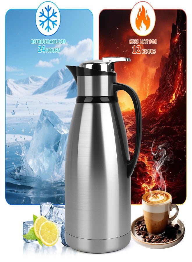 ShineMe Coffee Carafe Insulated 68oz(2L), Stainless Steel Coffee Pot for Keeping Hot, Double Walled Vacuum Hot Water & Coffee Dispenser with Airtight Lid, 12H Heat/24H Cold Retention - Image 4