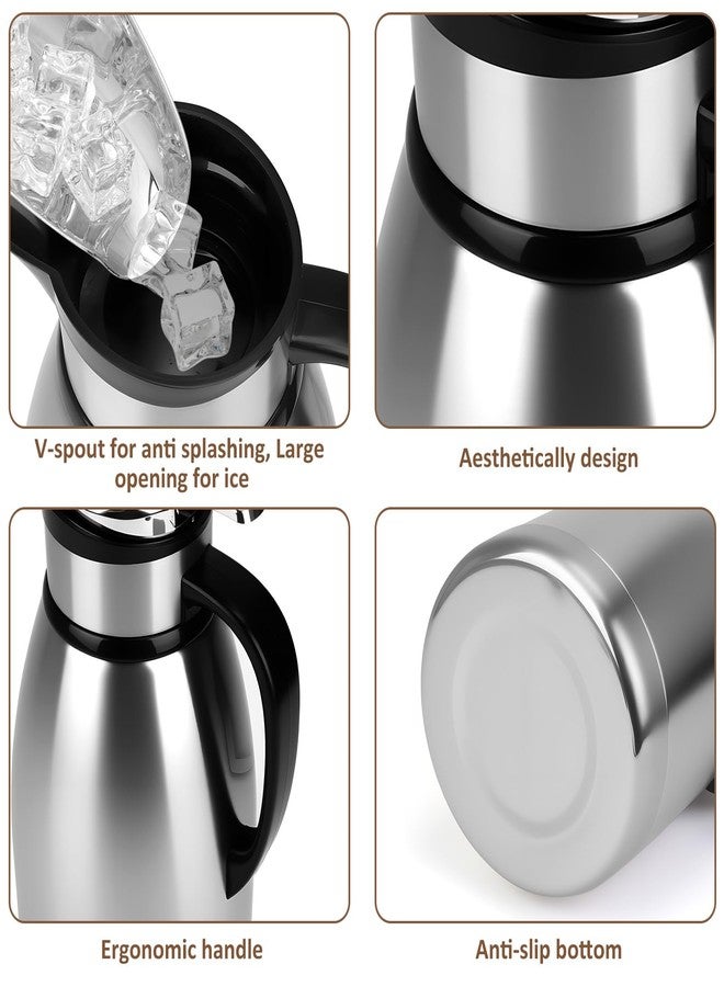 ShineMe Coffee Carafe Insulated 68oz(2L), Stainless Steel Coffee Pot for Keeping Hot, Double Walled Vacuum Hot Water & Coffee Dispenser with Airtight Lid, 12H Heat/24H Cold Retention - Image 3