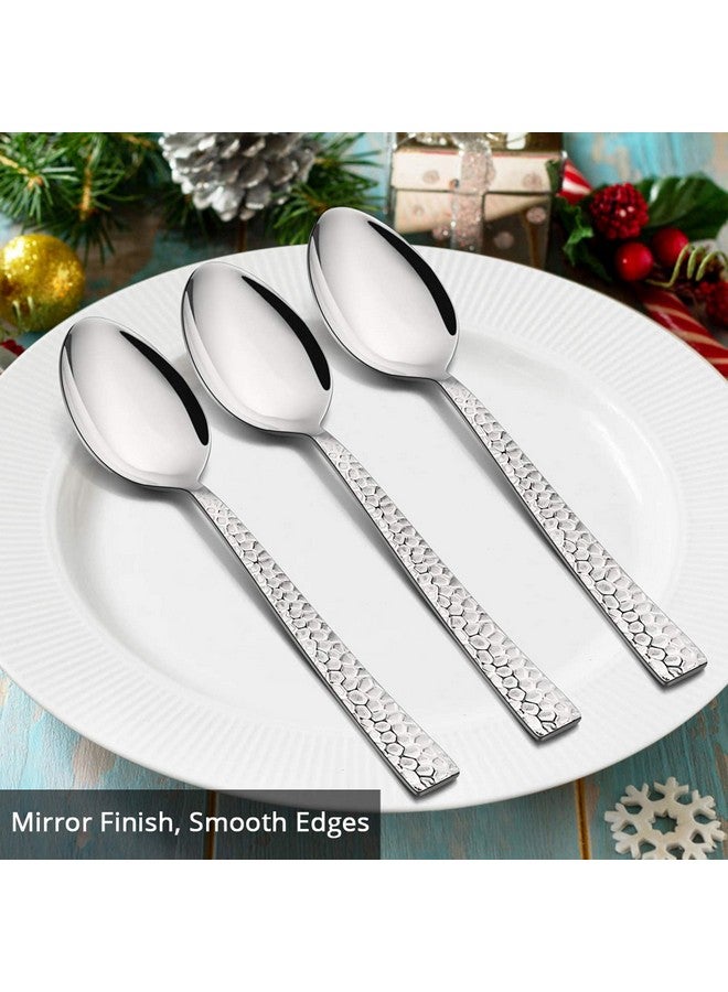 إي-فار مجموعة ملاعق عشاء مطروقة من إي-فار، 12 ملاعق حساء من الفولاذ المقاوم للصدأ مقاس 7.9 بوصة للمنزل أو المطبخ أو المطعم، غير سامة ومصقولة كالمرآة، ذات حافة مربعة وآمنة للاستخدام في غسالة الأطباق - Image 3