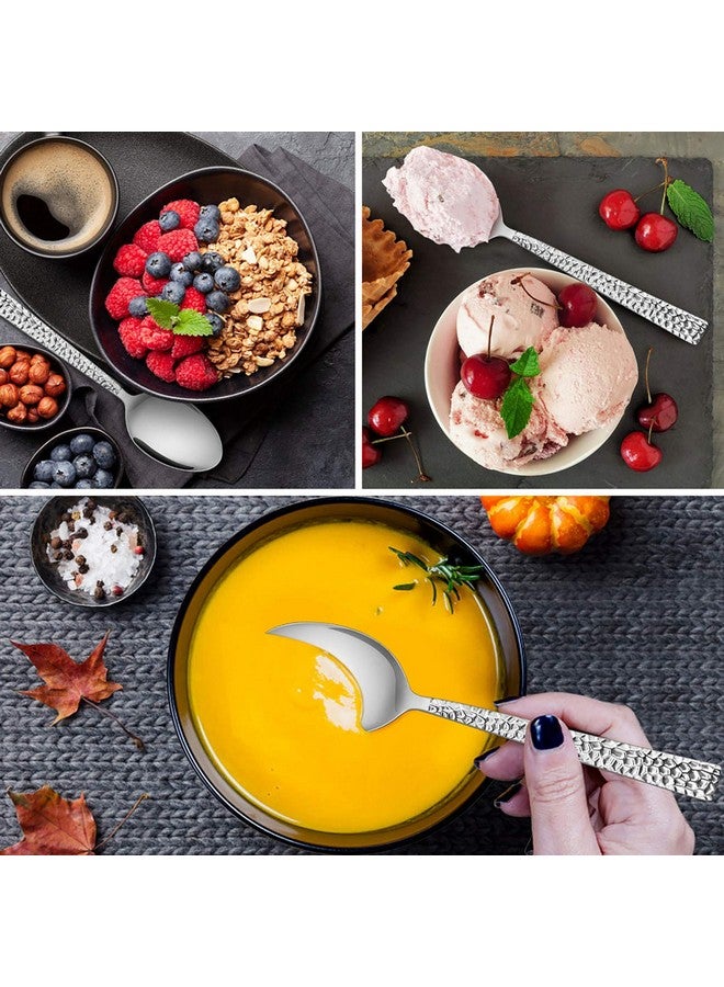 إي-فار مجموعة ملاعق عشاء مطروقة من إي-فار، 12 ملاعق حساء من الفولاذ المقاوم للصدأ مقاس 7.9 بوصة للمنزل أو المطبخ أو المطعم، غير سامة ومصقولة كالمرآة، ذات حافة مربعة وآمنة للاستخدام في غسالة الأطباق - Image 5