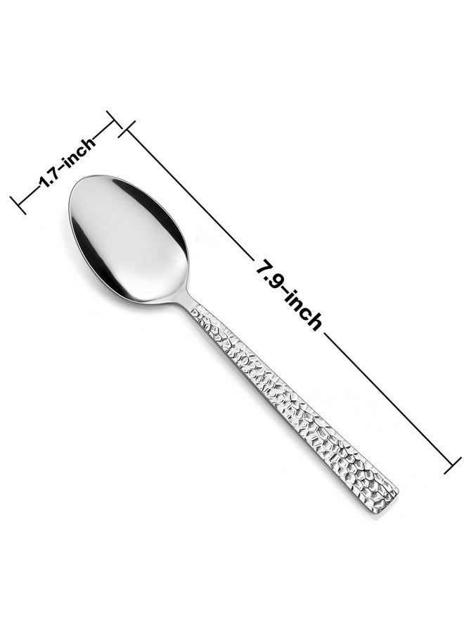 إي-فار مجموعة ملاعق عشاء مطروقة من إي-فار، 12 ملاعق حساء من الفولاذ المقاوم للصدأ مقاس 7.9 بوصة للمنزل أو المطبخ أو المطعم، غير سامة ومصقولة كالمرآة، ذات حافة مربعة وآمنة للاستخدام في غسالة الأطباق - Image 2