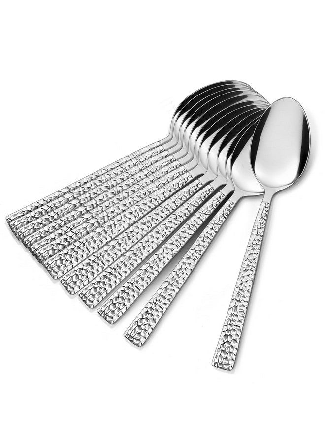 إي-فار مجموعة ملاعق عشاء مطروقة من إي-فار، 12 ملاعق حساء من الفولاذ المقاوم للصدأ مقاس 7.9 بوصة للمنزل أو المطبخ أو المطعم، غير سامة ومصقولة كالمرآة، ذات حافة مربعة وآمنة للاستخدام في غسالة الأطباق - Image 1