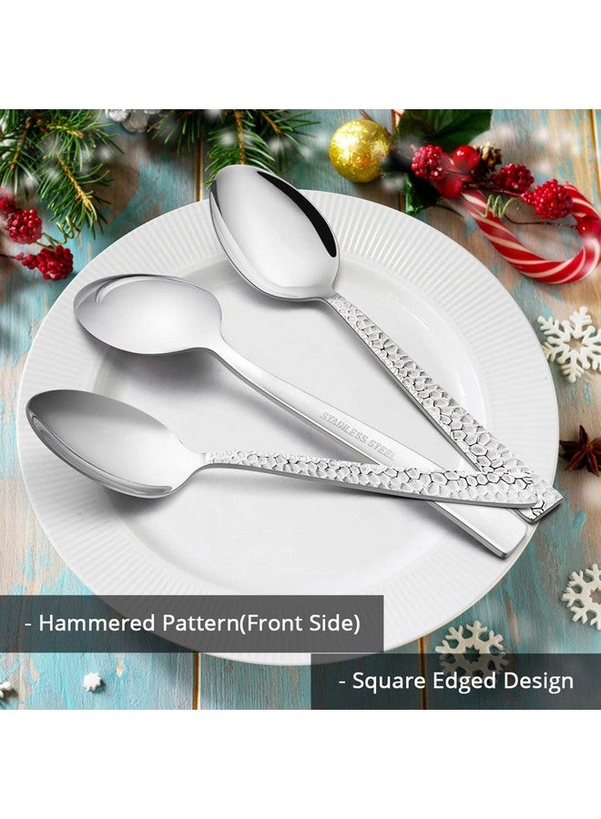 إي-فار مجموعة ملاعق عشاء مطروقة من إي-فار، 12 ملاعق حساء من الفولاذ المقاوم للصدأ مقاس 7.9 بوصة للمنزل أو المطبخ أو المطعم، غير سامة ومصقولة كالمرآة، ذات حافة مربعة وآمنة للاستخدام في غسالة الأطباق - Image 4