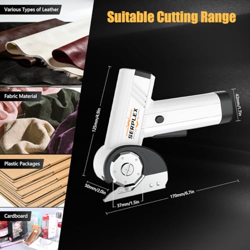 Serplex® Cordless Electric Scissors with LED Light, 2000mAh USB Rechargeable Power Cutter, 5 Speeds, 11mm Cutting Depth Electric Scissors for Carpet, Cloth, Leather, DIY Sewing & Craft Projects - Image 2