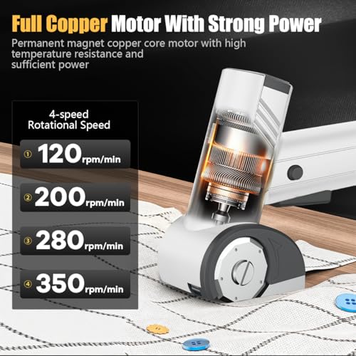 Serplex® Cordless Electric Scissors with LED Light, 2000mAh USB Rechargeable Power Cutter, 5 Speeds, 11mm Cutting Depth Electric Scissors for Carpet, Cloth, Leather, DIY Sewing & Craft Projects - Image 4