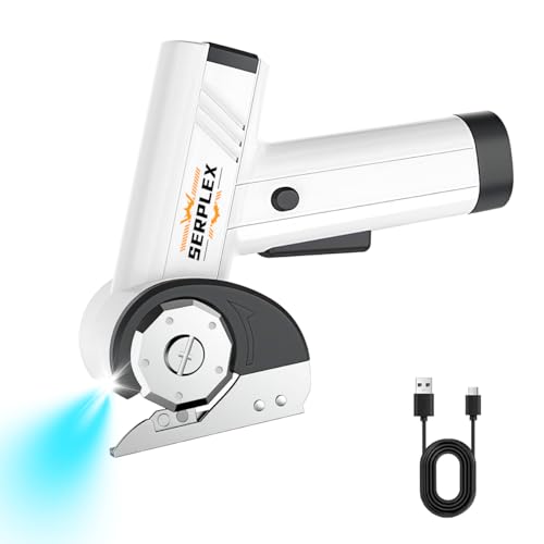 Serplex® Cordless Electric Scissors with LED Light, 2000mAh USB Rechargeable Power Cutter, 5 Speeds, 11mm Cutting Depth Electric Scissors for Carpet, Cloth, Leather, DIY Sewing & Craft Projects - Image 1