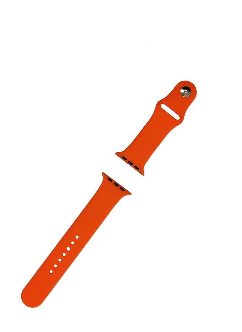 CMP - Orange Silicone Replacement Band for Apple Watch 42-49mm, Compatible with All Series (Series 9/8/7/6/5/4/SE/3/2/1) Orange Apple Watch band, silicone Apple Watch strap, replacement strap 42mm, replacement strap 49mm, water-resistant band, Apple Watch sports band, Apple Watch Series 9/8/7/6/5/4/SE/3/2/1 strap - Image 1