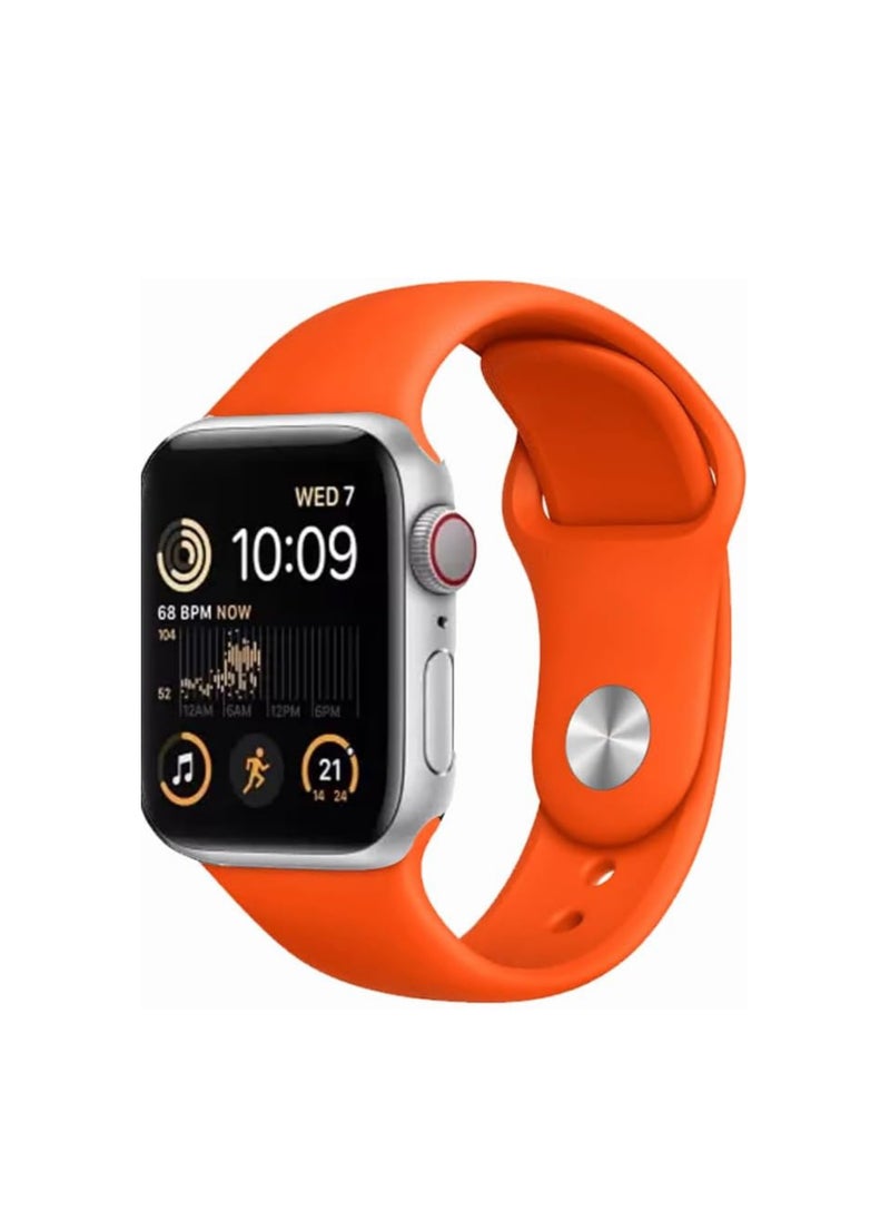 CMP - Orange Silicone Replacement Band for Apple Watch 42-49mm, Compatible with All Series (Series 9/8/7/6/5/4/SE/3/2/1) Orange Apple Watch band, silicone Apple Watch strap, replacement strap 42mm, replacement strap 49mm, water-resistant band, Apple Watch sports band, Apple Watch Series 9/8/7/6/5/4/SE/3/2/1 strap - Image 1