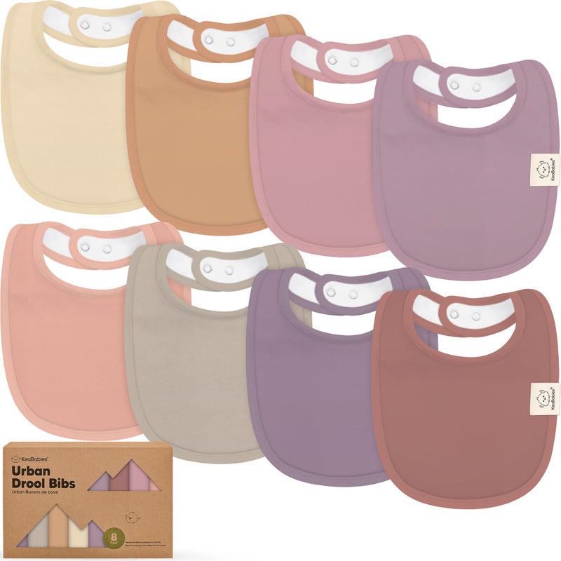 KeaBabies 8-Pack Organic Baby Bibs for Boys, Girls - Soft Cotton Drooling and Teething Bibs for Baby Girl & Boy, Extra Absorbent, Easy to Clean & Put On for Toddler, Newborn, Infant 0-24 Months (Mauve) - Image 1