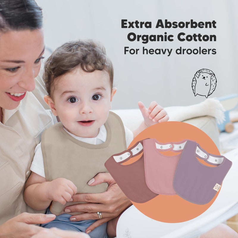 KeaBabies 8-Pack Organic Baby Bibs for Boys, Girls - Soft Cotton Drooling and Teething Bibs for Baby Girl & Boy, Extra Absorbent, Easy to Clean & Put On for Toddler, Newborn, Infant 0-24 Months (Mauve) - Image 5