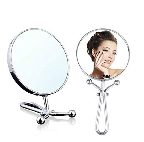 Mia Mia Mirror 10x/1x Magnification, Double-Sided Folding Vanity Mirror, 3 in 1 Handheld + Table + Wall, Silver Polished Chrome Finish, 11.5 Inches L, for Women, Hair Stylists, Cosmetologists, Travel  - Image 2