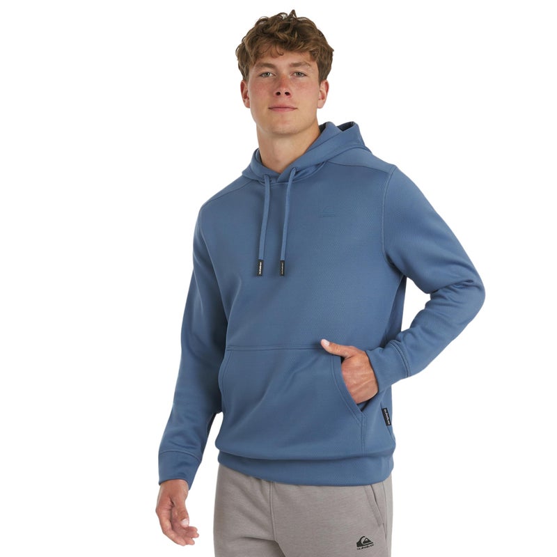 Quiksilver Men's Regular Fit Active Performance Heavyweight Jacquard Mesh and Polar Fleece Pullover Hoodie, Elemental Blue, Large - Image 1