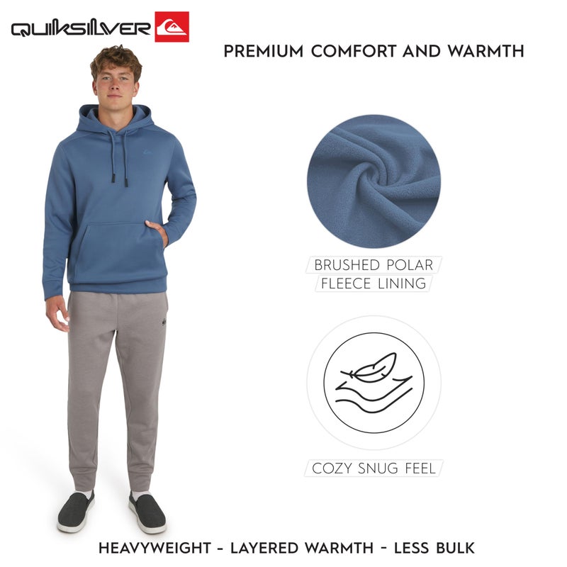 Quiksilver Men's Regular Fit Active Performance Heavyweight Jacquard Mesh and Polar Fleece Pullover Hoodie, Elemental Blue, Large - Image 3
