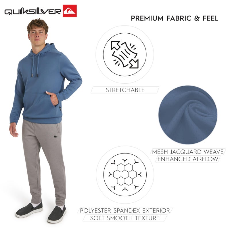 Quiksilver Men's Regular Fit Active Performance Heavyweight Jacquard Mesh and Polar Fleece Pullover Hoodie, Elemental Blue, Large - Image 5
