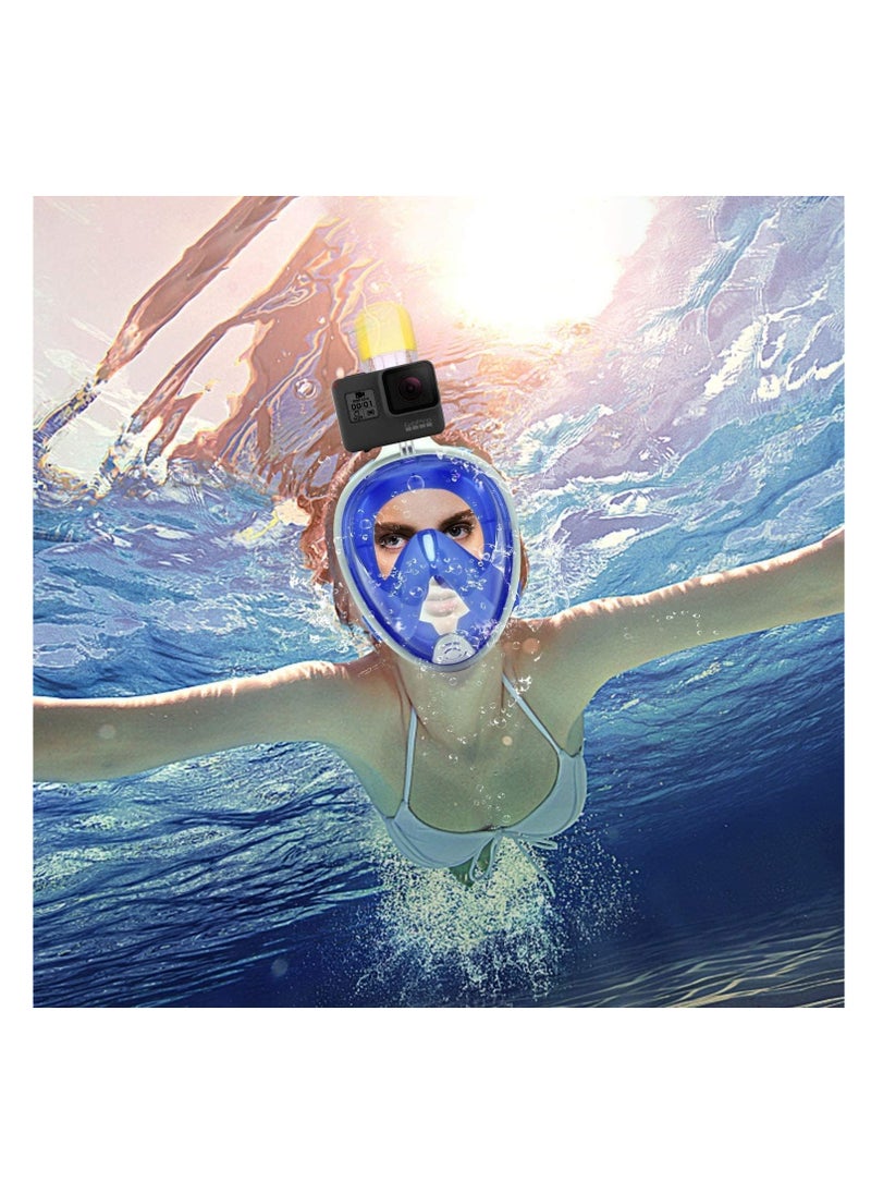 SportQ - SportQ 180 Degree Full Face Snorkeling Mask with Detachable Camera Holder, Anti-fouling, Adjustable Head Straps, Professional Snorkeling Set for Adults and Youth blueS/M - Image 1