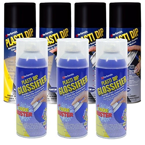 Plasti Dip حزمة - 7 قطع - مجموعة عجلات بلاستي ديب اللامعة - سوداء - Image 1