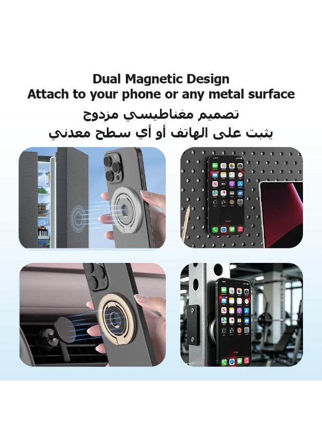 حامل هاتف مغناطيسي من سبيكة فاخرة – حامل مكتبي ثلاثي الطي، متوافق مع MagSafe، عالمي لجميع الهواتف الذكية، ذهبي - Image 5