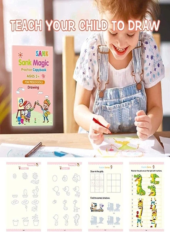 GLOSSISHINE Magic Practice Copy Book for Kids (4 Book + 10 Refill + 1 Pen +1 Grip) 4 Pcs Magic Book with Pens, Calligraphy Books for Beginners Practice, Calligraphy - Image 3