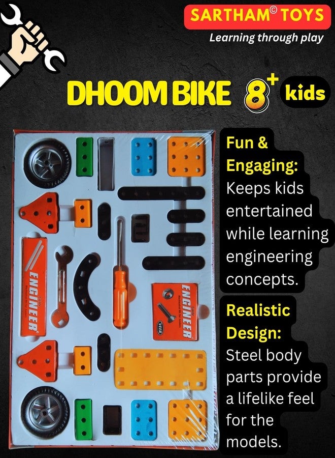 SARTHAM Dhoom Bike for Age 8+ Kids | Metal, Engineering and Construction Based Educational Toy for Kids | Puzzle and Assembling Toy for 8+ Year Old | Gift for 8+ Year Old boy | Multicolor - Image 5