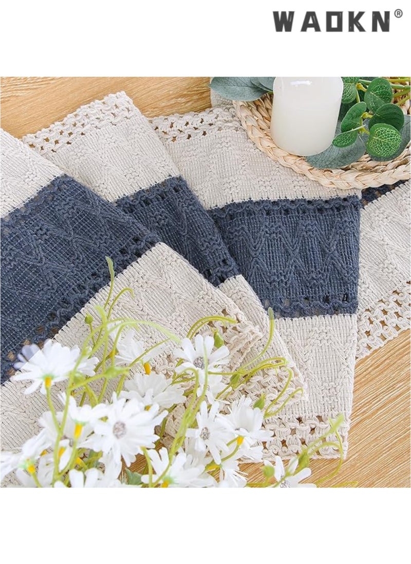 WAOKN Extended Farmhouse Rustic Table Runner for Home Decor with Elegant Tassels - Magnificent 72-Inch Length, Cream & Brown Macrame Blend,  Enhancing Living Room Aesthetics Perfect for Bridal Showers & Special Occasions (Generous 12x72 Inches Size)  - Image 3