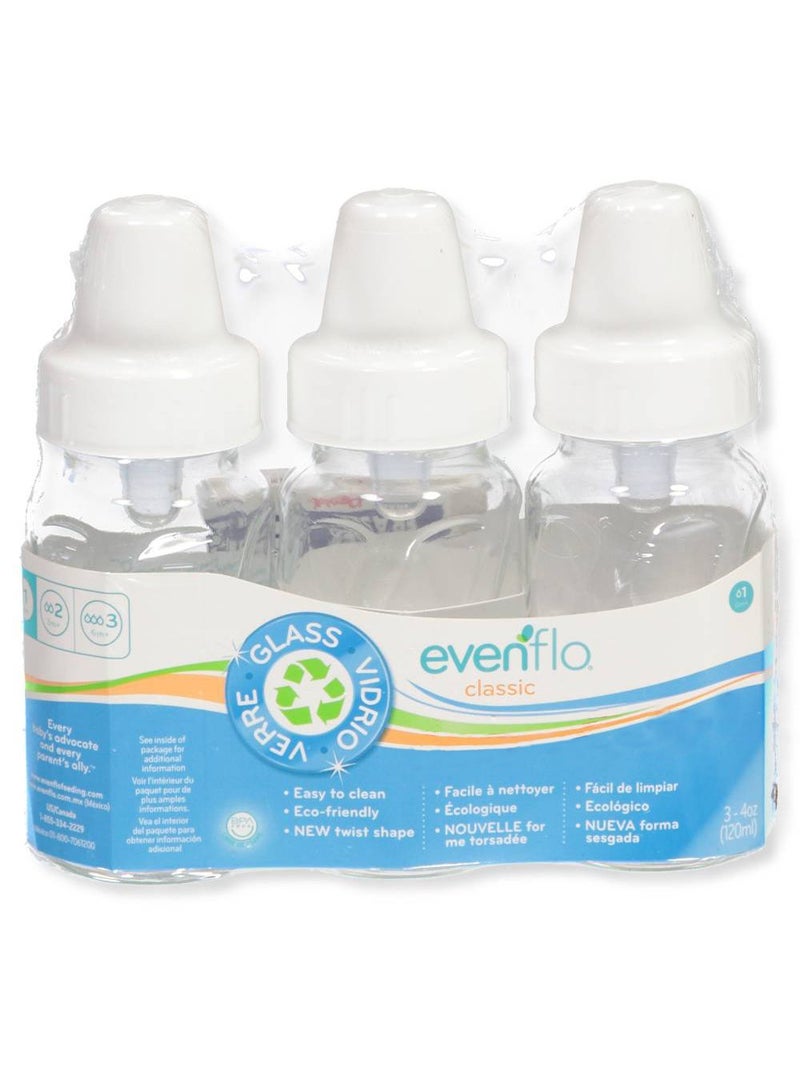 Evenflo 3 Pack Classic Glass Bottle, 4-Ounce - Image 1